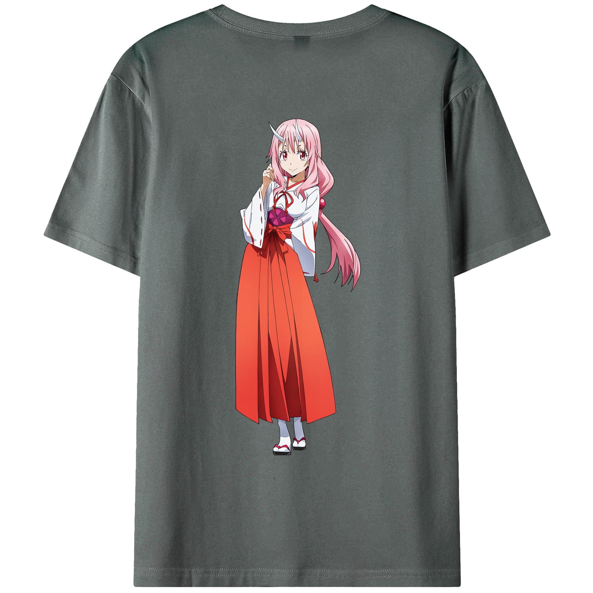（画像用） 転スラ Regarding Reincarnated to Slime 綿100％ メンズ半袖Tシャツ（バックプリント） 通気性